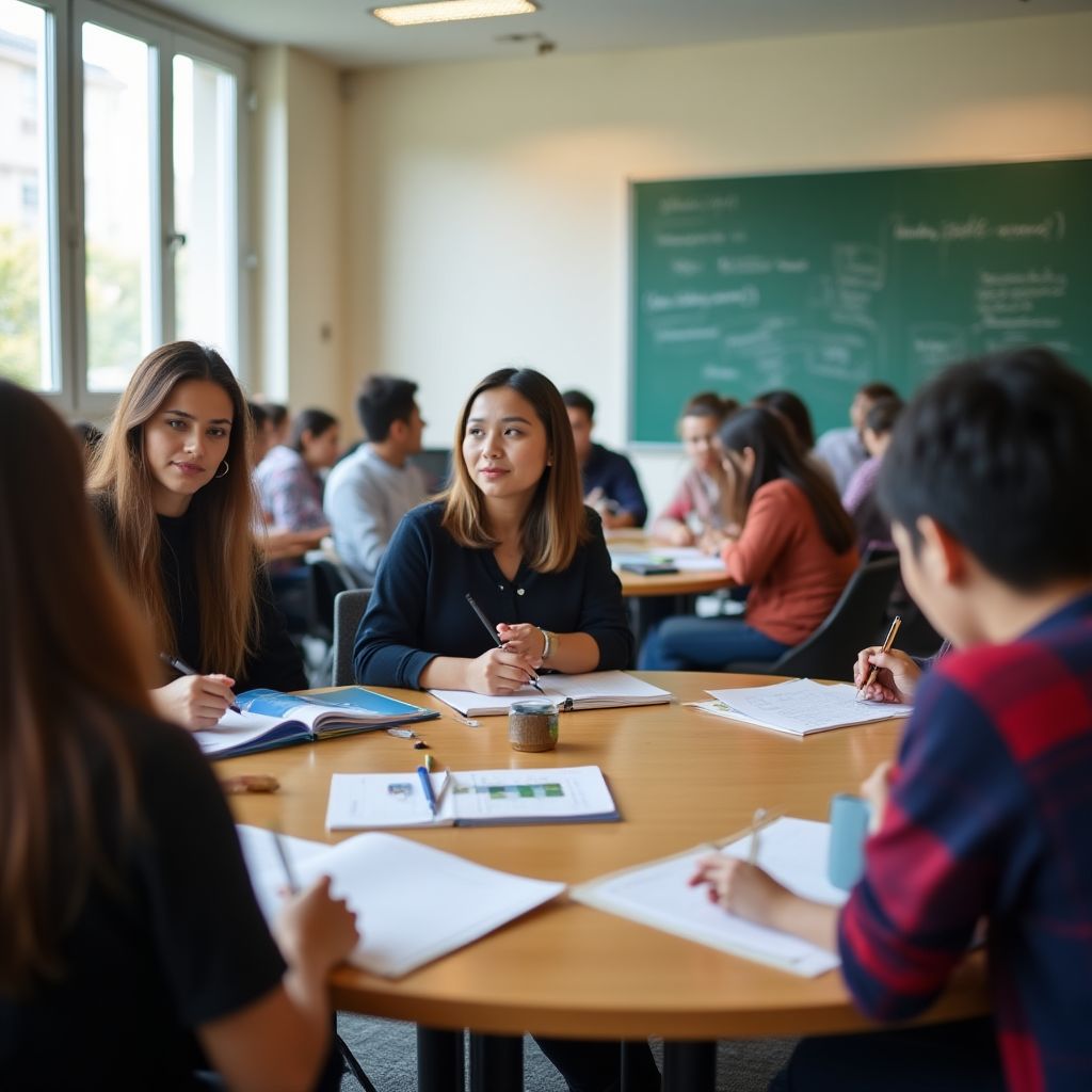 Estudiantes preparándose para exámenes internacionales de inglés