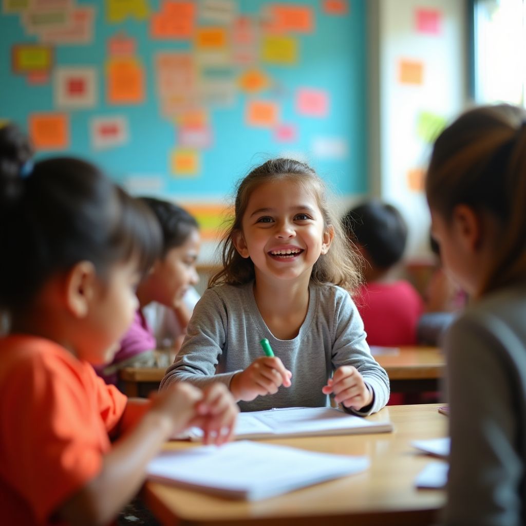 Niños aprendiendo inglés a través de actividades lúdicas